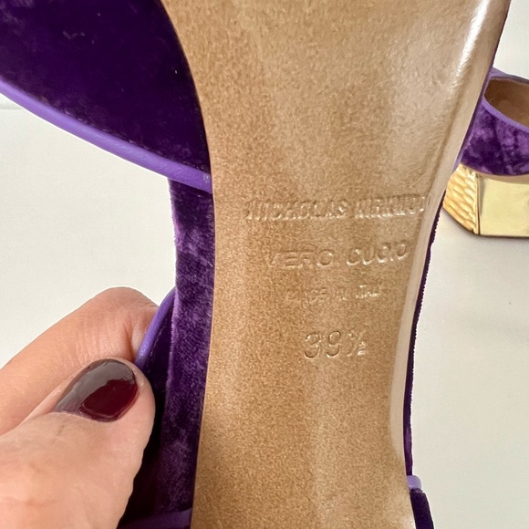 Nicholas Kirkwood purple velvet , with metallic gold heels - Picture 8 of 9